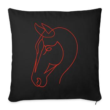 Skizze des roten Pferdes - Sofakissenbezug 45 x 45 cm - Schwarz - Vorne