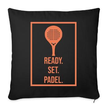 Déclaration sportive du joueur de tennis de raquette Padel - Housse de coussin décorative 45 x 45 cm - noir - Devant