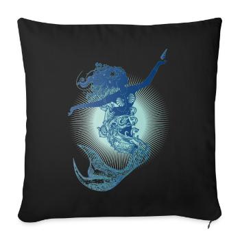 Belle sirène aux couleurs froides - Housse de coussin décorative 45 x 45 cm - noir - Devant