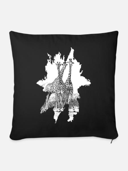 Giraffen der Savanne - Sofakissenbezug 45 x 45 cm - Schwarz