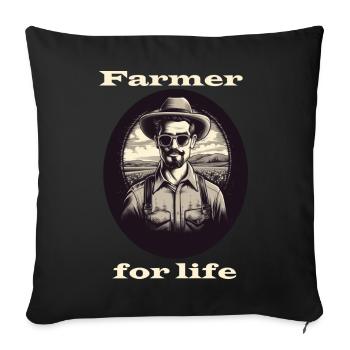 Farmer for life white - Sofa pillowcase 17,3'' x 17,3'' (45 x 45 cm) - black - Front