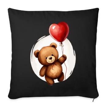 Bear with balloon - Sofa pillowcase 17,3'' x 17,3'' (45 x 45 cm) - black - Front