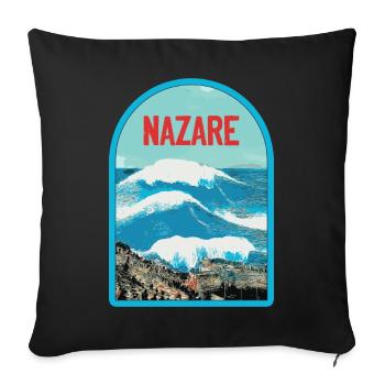 Nazaré au Portugal: Surfers & Grandes Vagues - Housse de coussin décorative 45 x 45 cm - noir - Devant