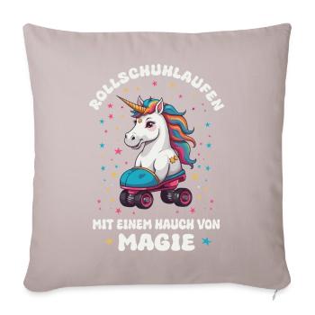 Licorne Roller Skating - Housse de coussin décorative 45 x 45 cm - taupe clair - Devant