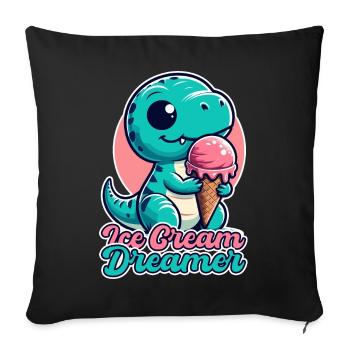 Ice Cream Dreamer Cute T-Rex with Ice Cream Gift - Sofa pillowcase 17,3'' x 17,3'' (45 x 45 cm) - black - Front