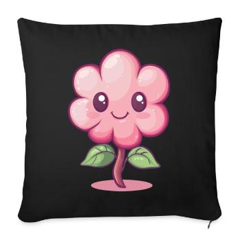 Joyful Flower - Sofa pillowcase 17,3'' x 17,3'' (45 x 45 cm) - black - Front