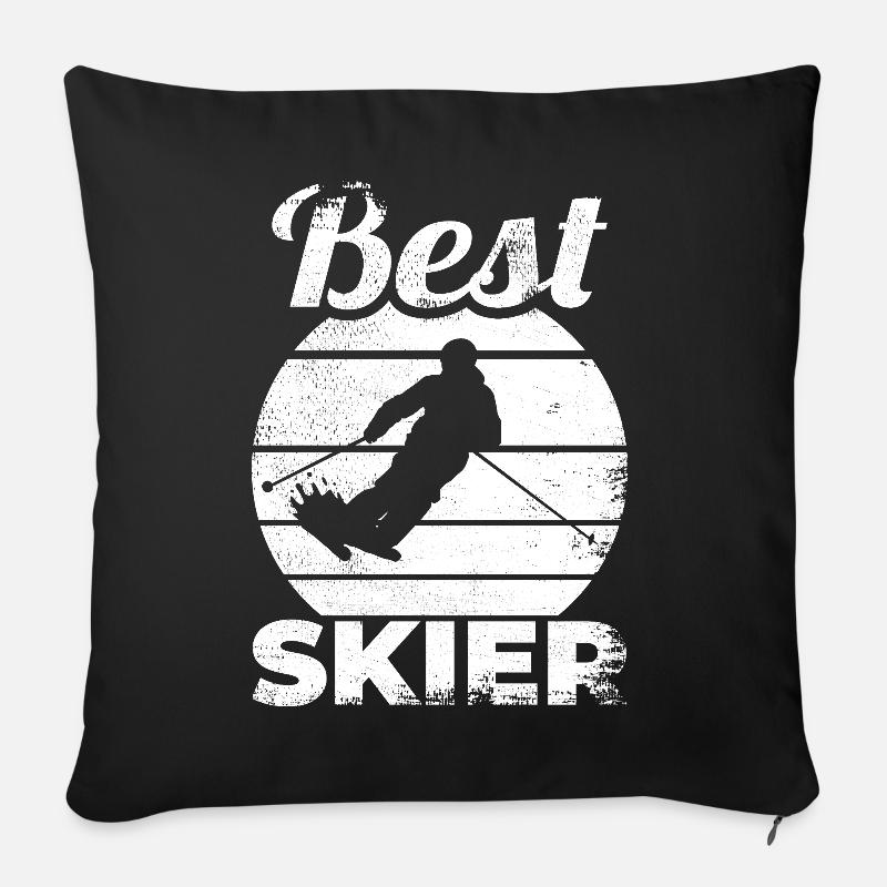 Bester Skifahrer - Sofakissenbezug 45 x 45 cm - Schwarz