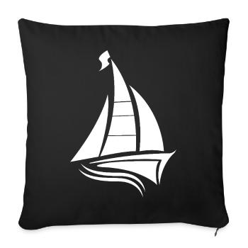 voilier voilier sailor silhouette minimaliste - Housse de coussin décorative 45 x 45 cm - noir - Devant