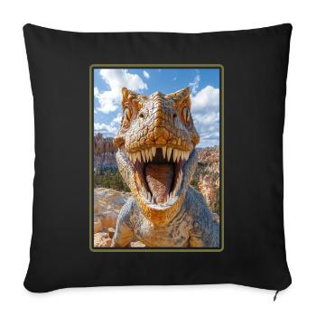 Dino Saurier Dinosaurier - Sofakissenbezug 45 x 45 cm - Schwarz - Vorne