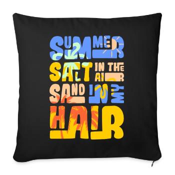 Summertime sand and sea design - Sofa pillowcase 17,3'' x 17,3'' (45 x 45 cm) - black - Front