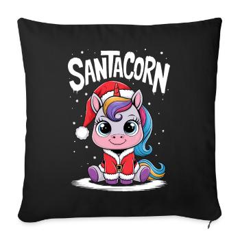 Pull de Noël licorne Noël Noël - Housse de coussin décorative 45 x 45 cm - noir - Devant