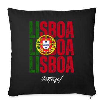 Lisbon Portugal, souvenir of Lisbon - Sofa pillowcase 17,3'' x 17,3'' (45 x 45 cm) - black - Front