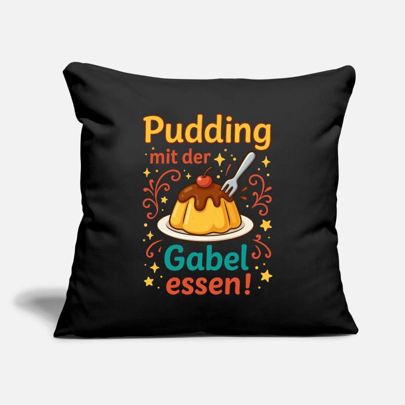 Pudding mit der Gabel Essen  Sofakissenbezug 45 x 45 cm
