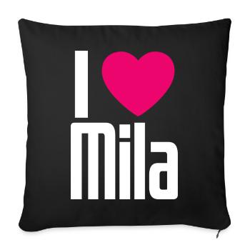I Love Mila Pinkes Herz Ich liebe Mila - Sofakissenbezug 45 x 45 cm - Schwarz - Vorne