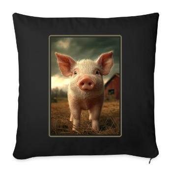 Schweine Schwein - Sofakissenbezug 45 x 45 cm - Schwarz - Vorne