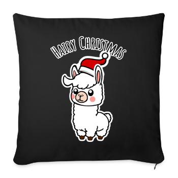 Cute alpaca with pointed hat for the holidays - Sofa pillowcase 17,3'' x 17,3'' (45 x 45 cm) - black - Front