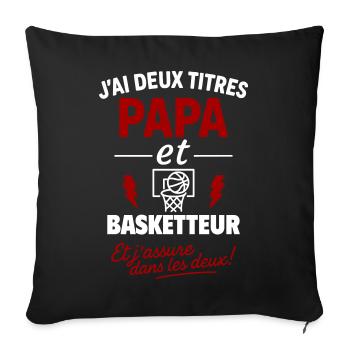 Papa Basketteur cadeau fête des pères Noël - Housse de coussin décorative 45 x 45 cm - noir - Devant