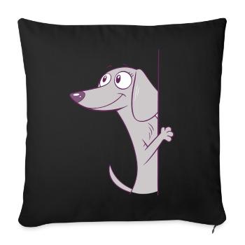 Chiot teckel drôle qui regarde, amoureux des chiots - Housse de coussin décorative 45 x 45 cm - noir - Devant