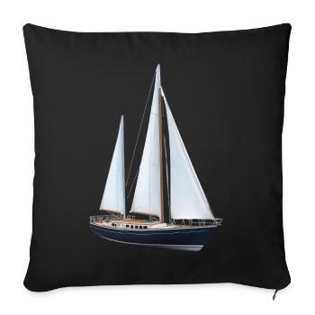 Sailing ship at sea - Yacht at sea - Sofa pillowcase 17,3'' x 17,3'' (45 x 45 cm) - black - Front