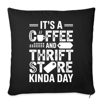 Coffee Thrift Store Day - Sofa pillowcase 17,3'' x 17,3'' (45 x 45 cm) - black - Front