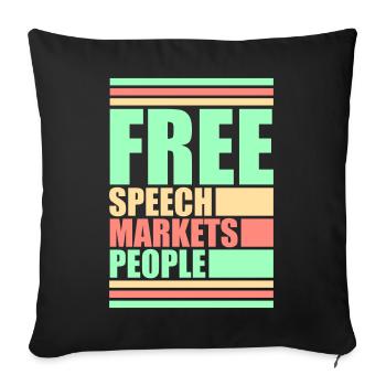 Free Speech Markets People Libertarian Freedom Logo - Sofa pillowcase 17,3'' x 17,3'' (45 x 45 cm) - black - Front