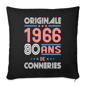 Originale – 1966 – 60 ans de conneries - Housse de coussin décorative 45 x 45 cm - noir - Devant