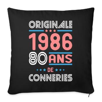 Originale – 1986 – 40 ans de conneries - Housse de coussin décorative 45 x 45 cm - noir - Devant