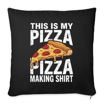 Voici mon t-shirt de pizza : design gastronomique drôle - Housse de coussin décorative 45 x 45 cm - noir - Devant