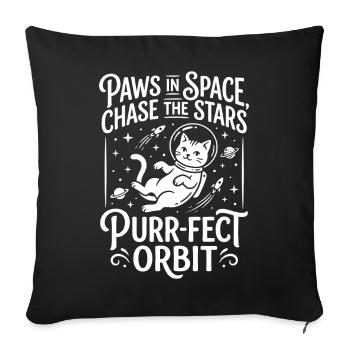 Paws in Space – Purr-fect Orbit - Sofakissenbezug 45 x 45 cm - Schwarz - Vorne