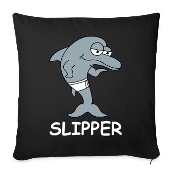 Slipper Dolphin In Swimming Trunks - Sofa pillowcase 17,3'' x 17,3'' (45 x 45 cm) - black - Front