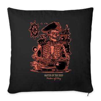 Meister der Tiefe – Skelettkunst-Keramik - Sofakissenbezug 45 x 45 cm - Schwarz - Vorne