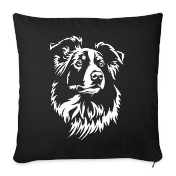 Border Collie Head "Black Edition" - Sofa pillowcase 17,3'' x 17,3'' (45 x 45 cm) - black - Front