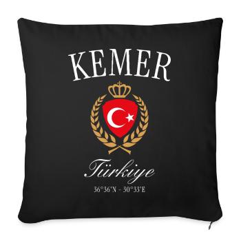 Kemer Türkei Wappen Krone – Reise Souvenir - Sofakissenbezug 45 x 45 cm - Schwarz - Vorne
