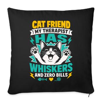 Mon ami chat, mon thérapeute a des moustaches - Housse de coussin décorative 45 x 45 cm - noir - Devant