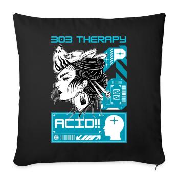 Acid Therapy – Techno Tekno House Rave Outfit - Sofakissenbezug 45 x 45 cm - Schwarz - Vorne