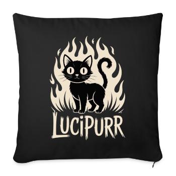 Lucipurr Flame Cat Illustration - Sofa pillowcase 17,3'' x 17,3'' (45 x 45 cm) - black - Front