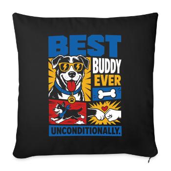 Meilleur Amoureux du Chien Meilleur Ami de Tous les Temps - Housse de coussin décorative 45 x 45 cm - noir - Devant