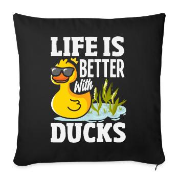 Motifs drôles de canards Citons amoureux de canards - Housse de coussin décorative 45 x 45 cm - noir - Devant