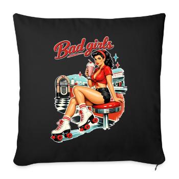 Retro Pin-Up Girl: Bad Girls 50s Diner Style - Sofa pillowcase 17,3'' x 17,3'' (45 x 45 cm) - black - Front