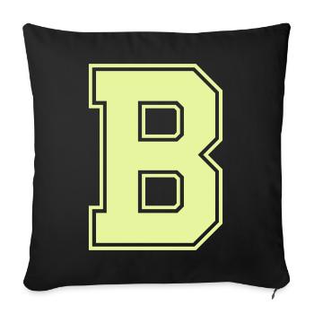 Leuchtendes B im Varsity-Stil - Sofakissenbezug 45 x 45 cm - Schwarz - Vorne
