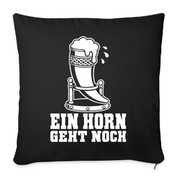 Ein Horn Geht Noch – Trinkhorn Mittelalter Spruch - Sofakissenbezug 45 x 45 cm - Schwarz - Vorne