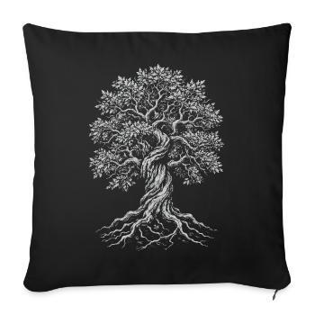 Verdrehte Eiche des Lebens - Sofakissenbezug 45 x 45 cm - Schwarz - Vorne