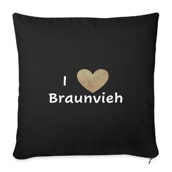 I Love Braunvieh - Sofakissenbezug 45 x 45 cm - Schwarz - Vorne