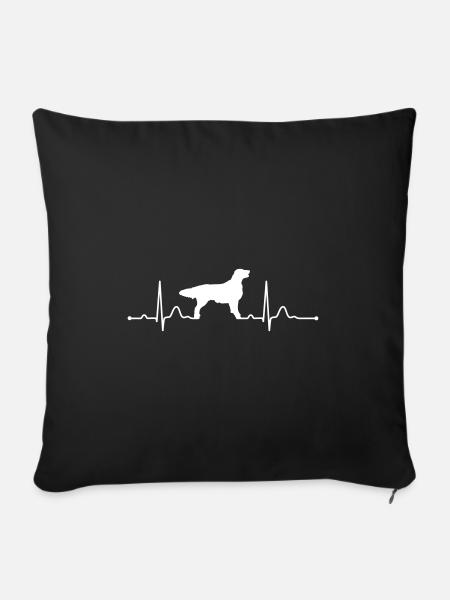 Flatcoated retriever heartbeat heartbeat - Soffkuddsöverdrag, 45 x 45 cm - svart