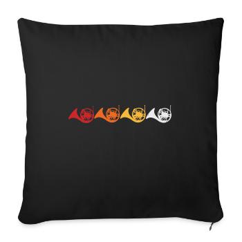 Horn Français Horn Horn Orchestra Cadeau - Housse de coussin décorative 45 x 45 cm - noir - Devant
