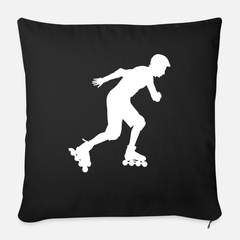 Patins rollers rollers patins - Housse de coussin décorative 45 x 45 cm - noir