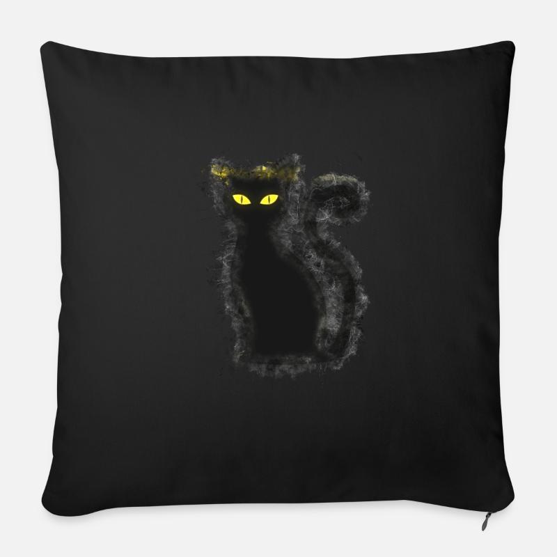 Halloween chat brillant - Housse de coussin décorative 45 x 45 cm - noir
