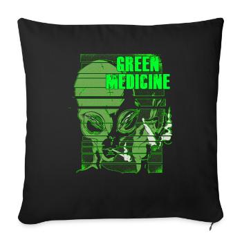Green Medicine Alien Gift Kiffen - Sofa pillowcase 17,3'' x 17,3'' (45 x 45 cm) - black - Front