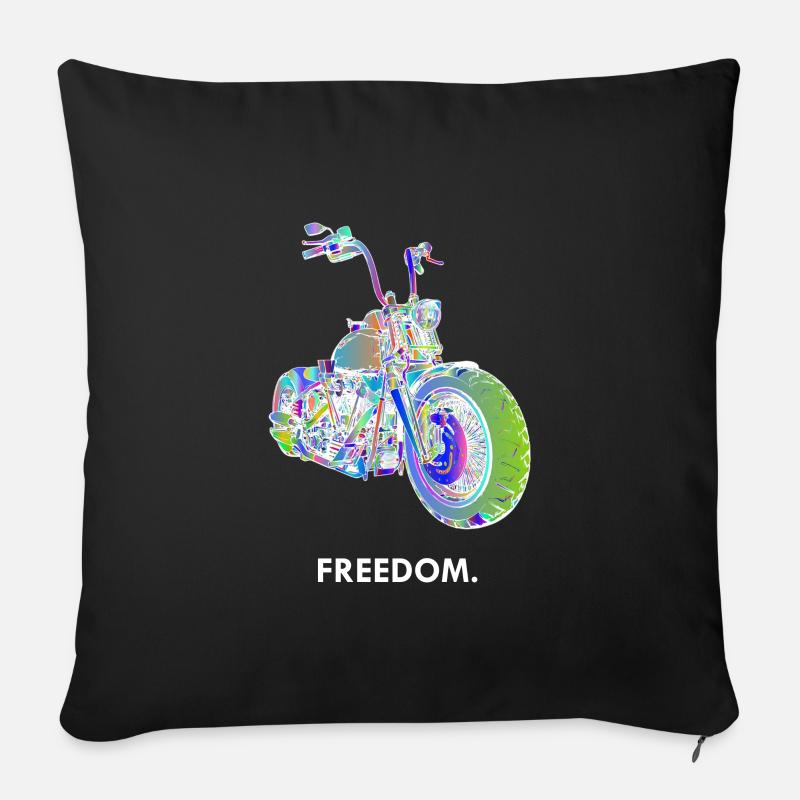 Motorrad Chopper Freedom Biker Motorradfahrer - Sofakissenbezug 45 x 45 cm - Schwarz