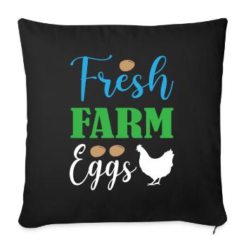 Fresh Farm Eggs - Sofa pillowcase 17,3'' x 17,3'' (45 x 45 cm) - black - Front